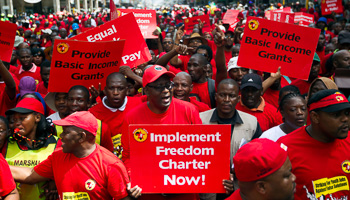 Zwelinzima Vavi protests with the National Union of Metal Workers of South Africa in Durban (REUTERS/Rogan Ward)