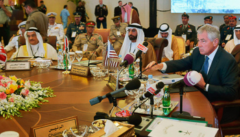 US Secretary of Defense Chuck Hagel speaks at the GCC opening session in Jeddah (Reuters/Mandel Ngan/Pool)