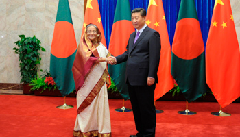 Sheikh Hasina with Xi Jinping at the Great Hall of the People in Beijing (Reuters/Wang Zhao/Pool)