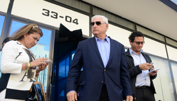 Panama's former president Ricardo Martinelli outside the Central American Parliament (Reuters/Stringer)