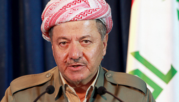 Massoud Barzani addresses the media in Arbil (Reuters/Azad Lashkari)