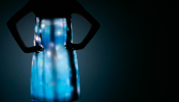 A model poses in a LED dress at its demonstration in Tokyo (Reuters/Kim Kyung-Hoon)
