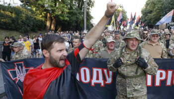 Members of the far-right radical group Right Sector in central Kiev, Ukraine (Reuters/Valentyn Ogirenko)