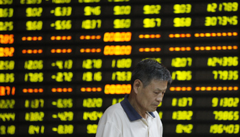 An investor at a brokerage house in Huaibei, Anhui province (Reuters/Stringer)