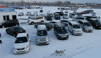 Used and new cars on sale at the 777 open air auto market in Krasnoyarsk (Reuters/Ilya Naymushin)