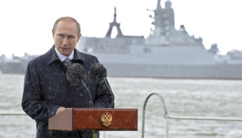 Russian President Vladimir Putin delivers a speech in Baltiysk, Russia (Reuters/Mikhail Klimentyev)