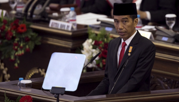 Indonesian President Joko Widodo addresses members of parliament in Jakarta, Indonesia (Reuters/Darren Whiteside)