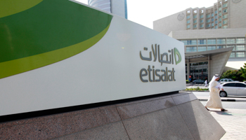 A sign at the headquarters of telecommunications company Etisalat in Dubai (Reuters/Jumana El Heloueh)