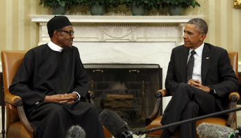 Buhari with U.S. President Barack Obama in the White House, Washington D.C. (Reuters/Kevin Lamarque)