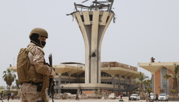 Saudi soldier patrols Aden international airport (Reuters/Faisal Al Nasser)