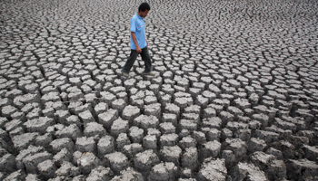 Ground cracked by drought in the Las Canoas Lake (Reuters/Oswaldo Rivas)