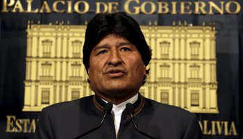 President Evo Morales speaks during a news conference (Reuters/David Mercado)
