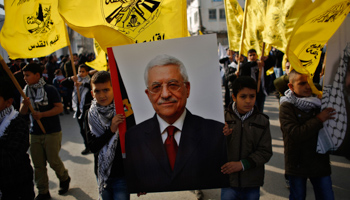 A rally marking the 50th anniversary of the founding of the Fatah movement near Ramallah (Reuters/Mohamad Torokman)
