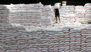 A worker carries a sack of rice inside a National Food Authority (NFA) warehouse in Taguig city, south of Manila (Reuters/Romeo Ranoco)