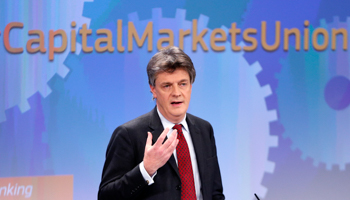 Jonathan Hill addresses a news conference on the Capital Markets Union at the EU Commission headquarters in Brussels (Reuters/Francois Lenoir)