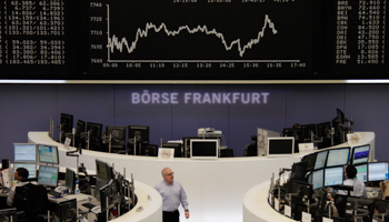 Traders at the DAX board at the Frankfurt stock exchange (Reuters/Remote/Janine Eggert)