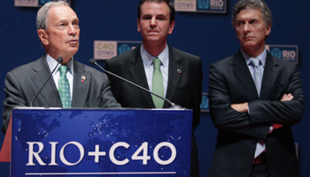 UN Special Envoy for Cities and Climate Change Michael Bloomberg with the mayors of Rio de Janeiro and Buenos Aires (Reuters/Sergio Moraes)