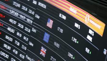 Foreign exchange screen in Mexico's stock exchange building (Reuters/Edgard Garrido)