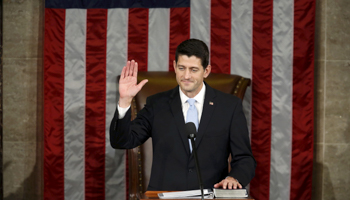 Newly elected Speaker of the US House of Representatives Paul Ryan is sworn in to succeed outgoing Speaker John Boehner on Capitol Hill in Washington October 29, 2015 (Reuters/Gary Cameron)