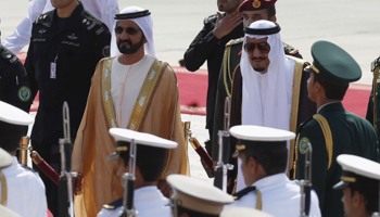 Saudi King Salman and UAE Prime Minister and Vice-President Sheikh Mohammed bin Rashid meet in Riyadh (Reuters/Faisal Al Nasser)