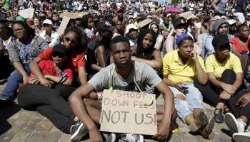 South African students protest against fee increases, October 2015 (Reuters/Mark Wessels)