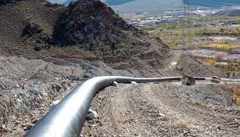 A gas pipeline is seen near the Armenian settlement of Agarak (Reuters/Melik Baghdasarian)