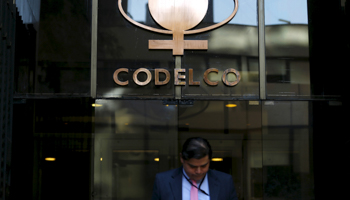 The logo of Codelco, the world's largest copper producer, is seen at their headquarter in Santiago, Chile (Reuters/Ivan Alvarado)