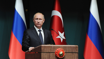President Vladimir Putinat at a news conference in Ankara (Reuters/Mikhail Klimentyev/RIA Novosti/Kremlin)