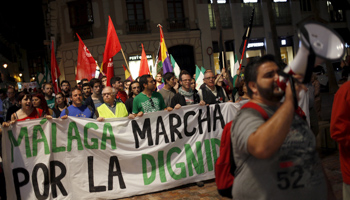 People take part in a "March for dignity" to protest against austerity measures, Malaga, Spain (Reuters/Jon Nazca)