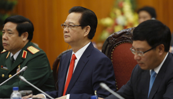 Vietnam's Prime Minister Nguyen Tan Dung, centre, Defence Minister Phung Quang Thanh and Deputy Prime Minister and Foreign Minister Pham Binh Minh (Reuters/Kham)