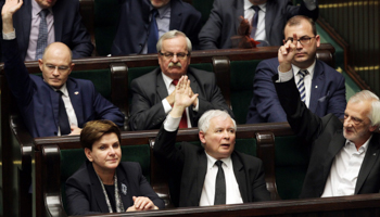 Prime Minister Szydlo and PiS leader Jaroslaw Kaczynski in parliament, Poland (Reuters/Przemek Wierzchowski/Agencja Gazeta)