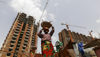 Labourers at a construction site in Delhi (Reuters/Adnan Abidi)