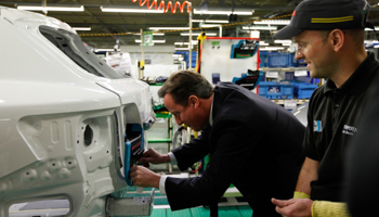 Britain's Prime Minister David Cameron at the Toyota factory in Burnaston, central England (Reuters/Darren Staples)