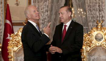 Turkish President Tayyip Erdogan, right, and US Vice President Joe Biden (Reuters/Sedat Suna/Pool)