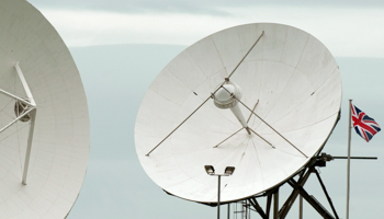 Satellite dishes at GCHQ's outpost at Bude in Cornwall, southwest England (Reuters/Kieran Doherty)