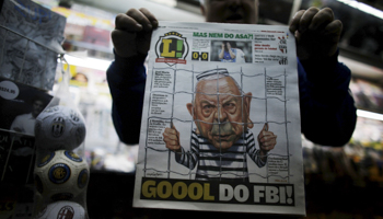 A caricature of former President of the Brazilian Football Confederation, Jose Maria Marin (Reuters/Nacho Doce)