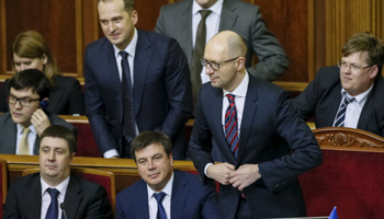 Ukrainian Prime Minister Arseny Yatsenyuk after surviving a no-confidence vote in parliament (Reuters/Gleb Garanich)