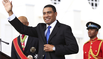 Jamaica's Prime Minister Andrew Holness after being sworn in (Reuters/Gilbert Bellamy)