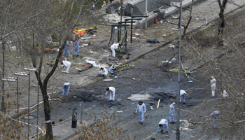Forensic officers at the site of the suicide bomb attack in Ankara (Reuters/Umit Bektas)