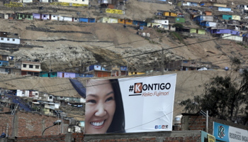 A campaign sign with a picture of Peruvian presidential candidate Keiko Fujimori in Lima (Reuters/Mariana Bazo)