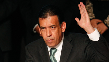 Humberto Moreira during his resignation as principal leader of PRI in Mexico City, 2011 (Reuters/Carlos Jasso)