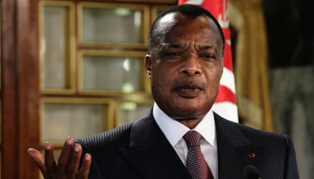 : President Denis Sassou Nguesso addressing the media during an official visit to Tunisia (Reuters/Anis Mili)