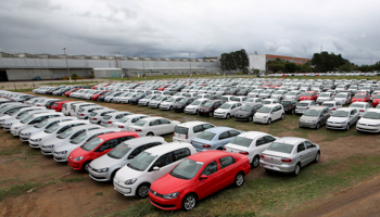 New cars are parked at a Volkswagen's plant in Taubate, Brazil (Reuters/Paulo Whitaker)
