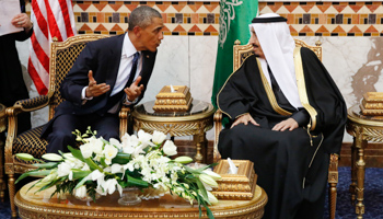 Barack Obama meets with King Salman at Erga Palace in Riyadh, 2015 (Reuters/Jim Bourg)