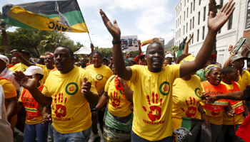 ANC supporters in a march against racism (Reuters/Mike Hutchings)