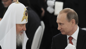 President Vladimir Putin with Patriarch of Moscow and all Russia Kirill at the Kremlin in Moscow (Reuters/RIA Novosti/Mikhail Klimentyev/Kremlin)