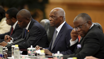 President Jose Eduardo dos Santos at a meeting with Chinese creditors in Beijing (Reuters/Wang Zhao/Pool)
