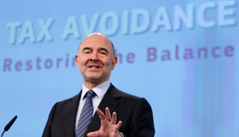 EU Economic and Financial Affairs Commissioner Pierre Moscovici speaks on tax avoidance in Brussels (Reuters/Francois Lenoir)