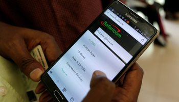 Kenyan telecom operator Safaricom supports mobile banking through the M-Pesa mobile money service (Reuters/Thomas Mukoya)