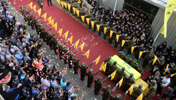 Hezbollah military commander Mustafa Badr al-Din's funeral, Lebanon (Reuters/Hasan Shaaban)